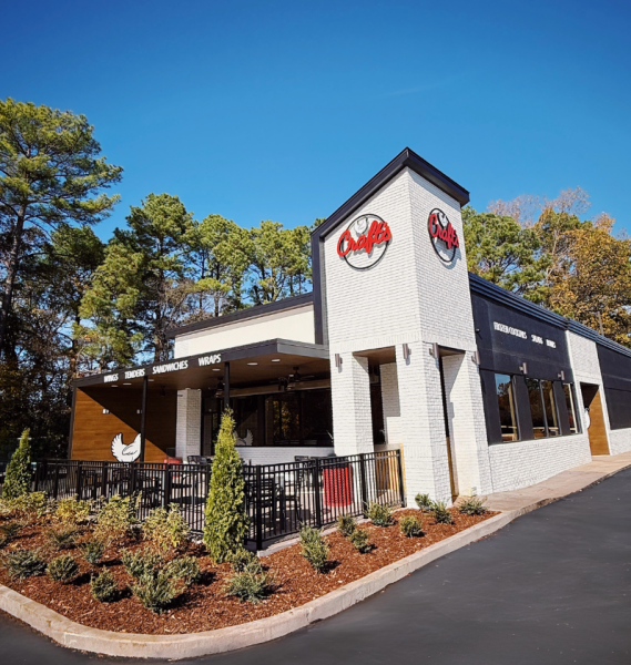 Exterior view of Craft’s restaurant on Highway 280 in Mountain Brook, location has drive-thru entrance.